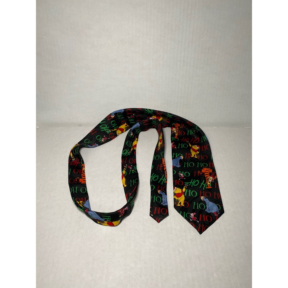 Disney Winnie the Pooh Christmas Tie Mens Black Ho‎ Ho Ho Holiday Necktie Tigger